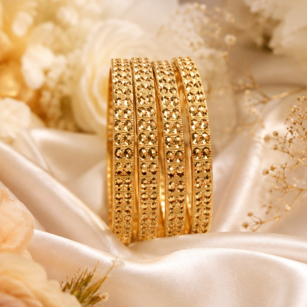 Dot Shade Layer Gold Bangles (set of 4)