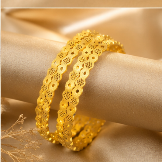 Golden Wave Cutout Bangles (Set of 4)