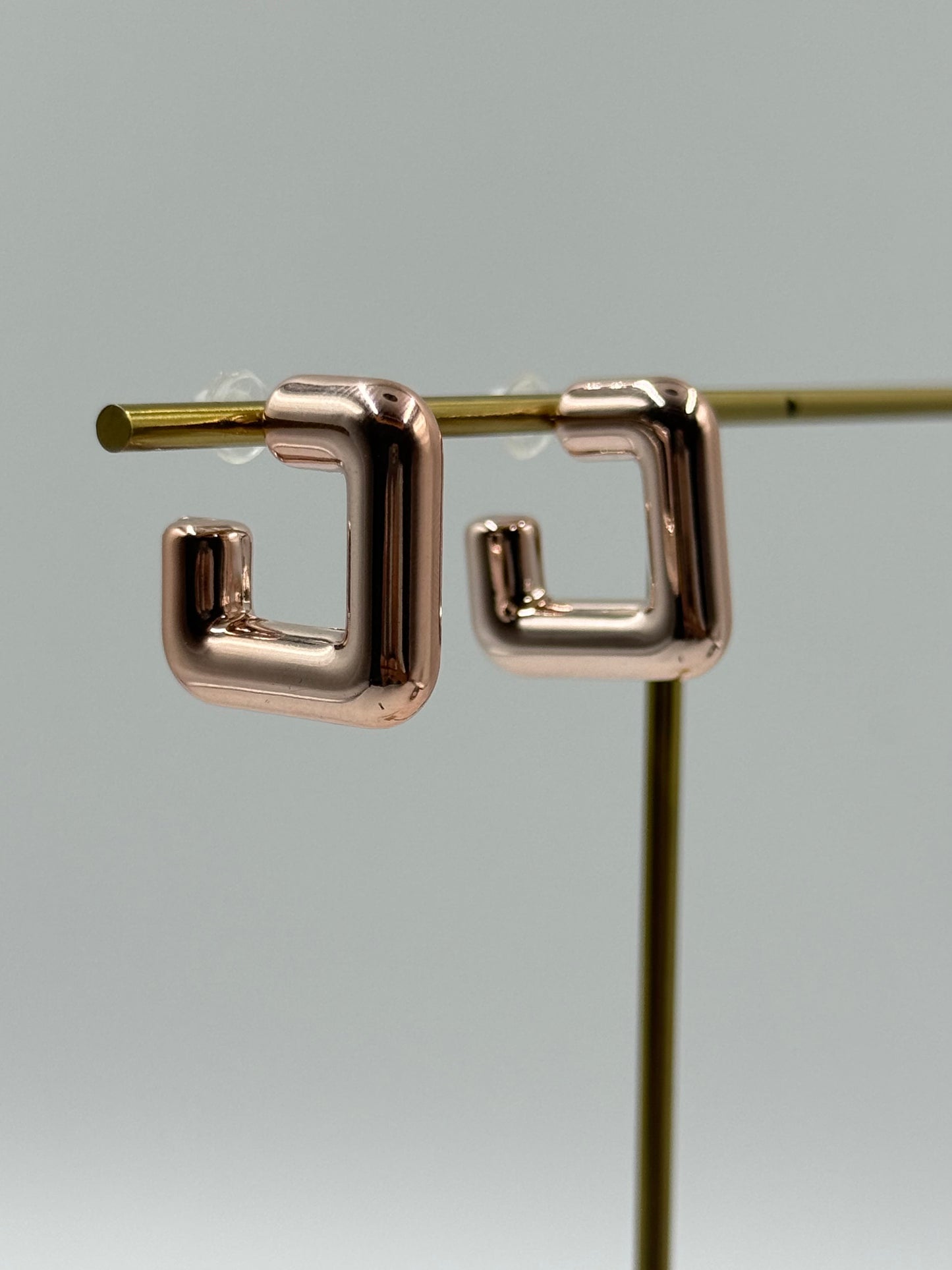 Rose Gold Square Hoop Earrings