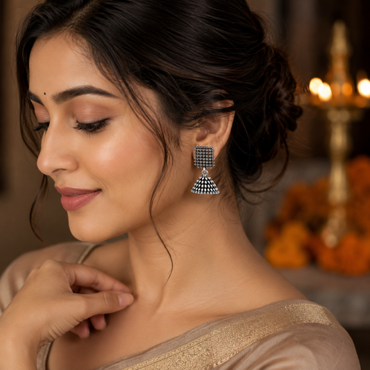 Tavishi Silver Jhumka Earrings