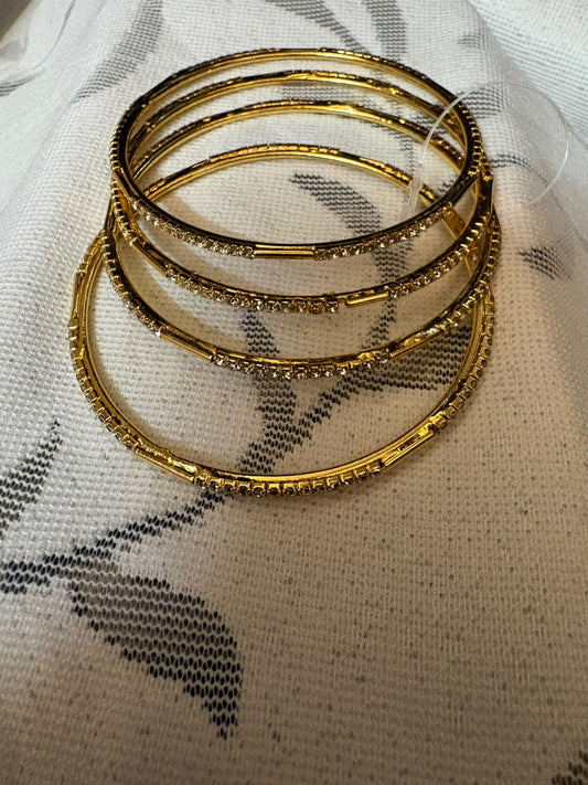 Sparkle Stream Gold Bangles (set of 4)