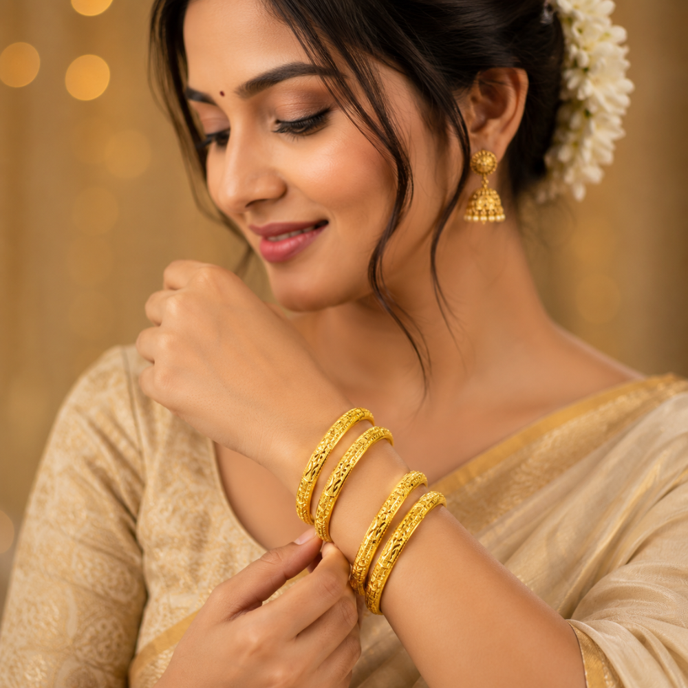 Aarohi Gold Bangles (Set of 4)