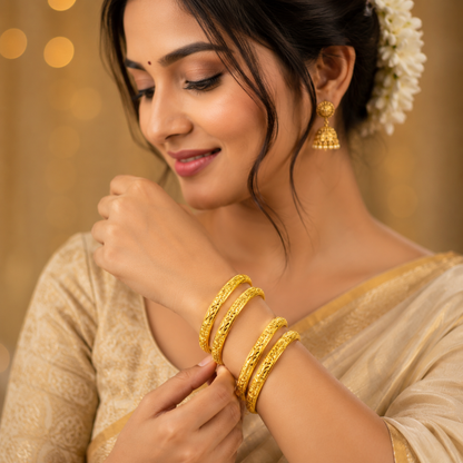 Aarohi Gold Bangles (Set of 4)