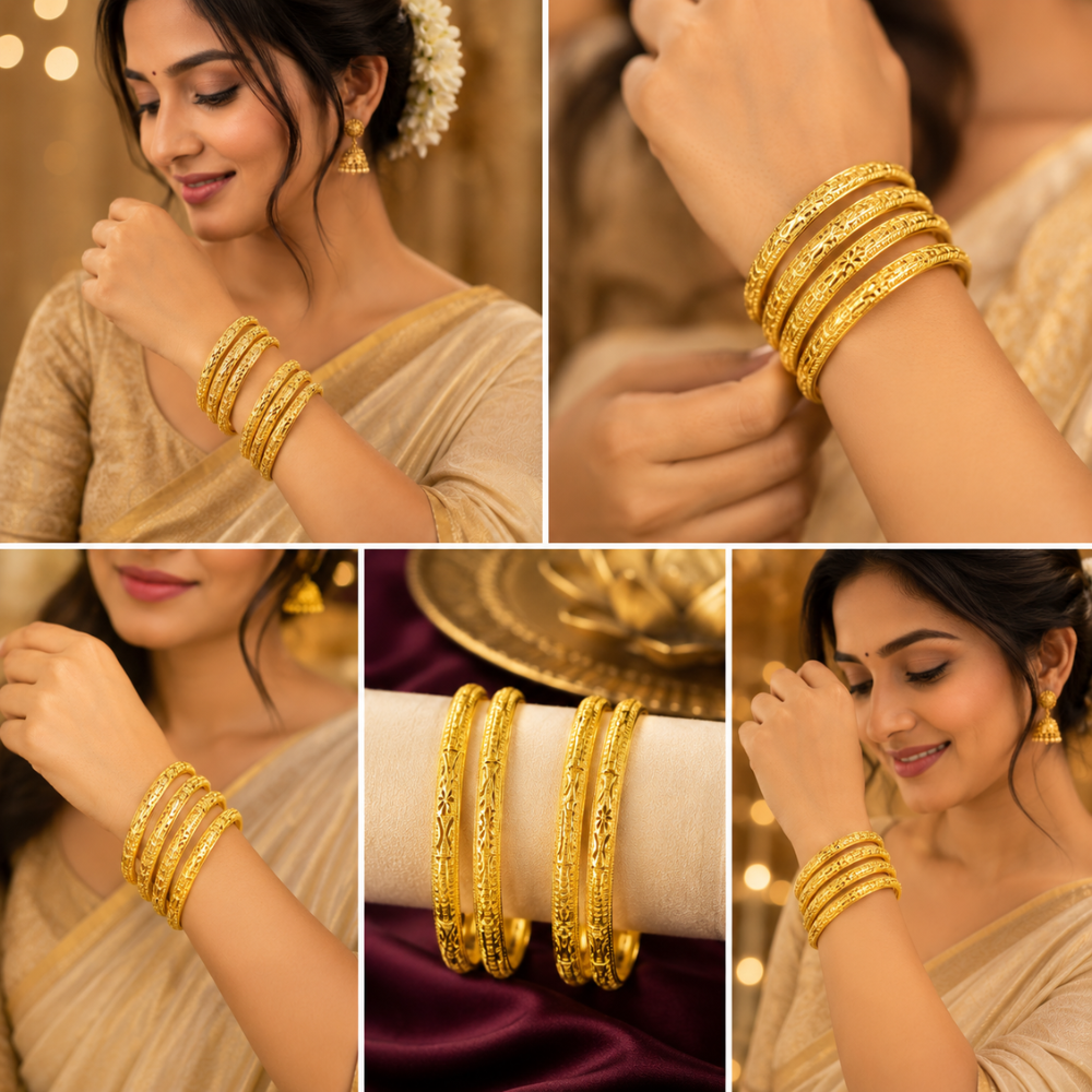 Aarohi Gold Bangles (Set of 4)
