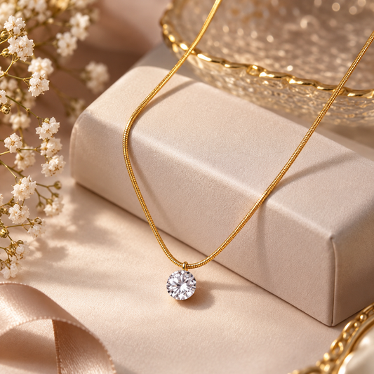Aurelia Solitaire Pendant Gold Chain