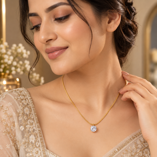 Aurelia Solitaire Pendant Gold Chain