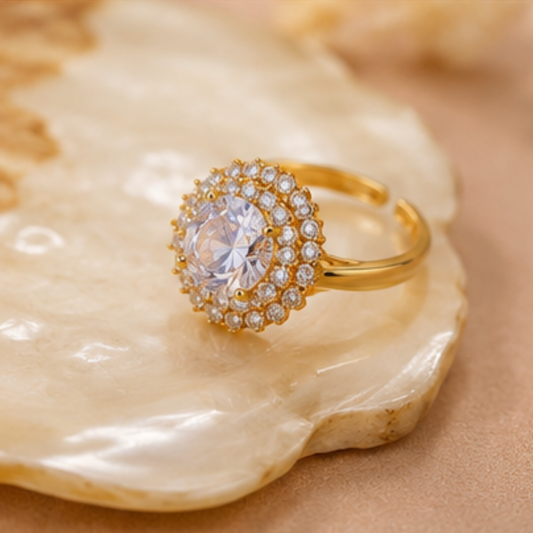 Crystal Dimond Adjustable Ring
