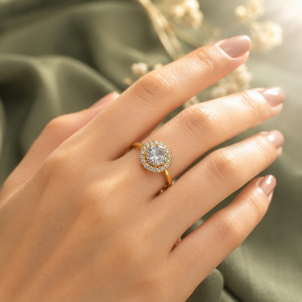 Crystal Dimond Adjustable Ring