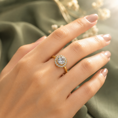 Crystal Dimond Adjustable Ring