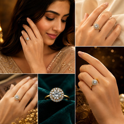 Crystal Dimond Adjustable Ring