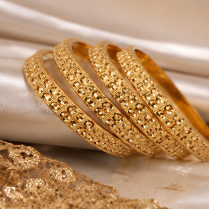 Dot Shade Layer Gold Bangles (set of 4)