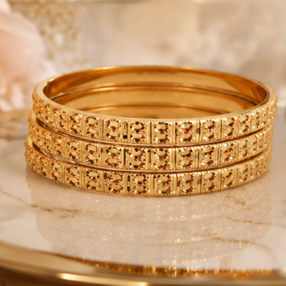 Dot Shade Layer Gold Bangles (set of 4)