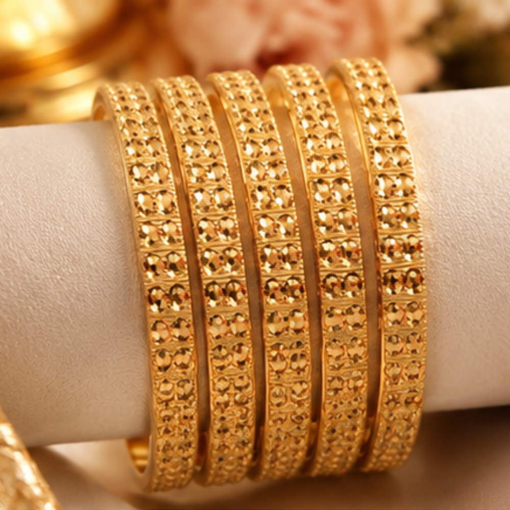Dot Shade Layer Gold Bangles (set of 4)