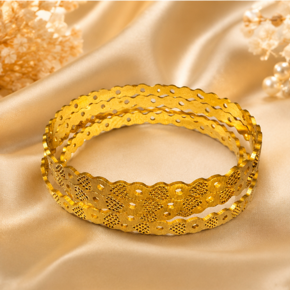 Golden Wave Cutout Bangles (Set of 4)