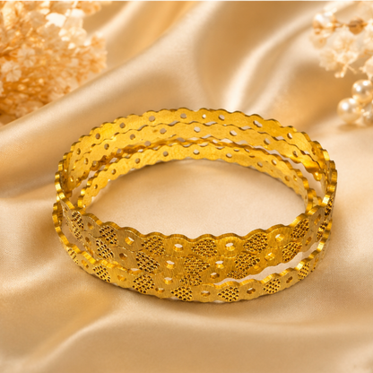 Golden Wave Cutout Bangles (Set of 4)