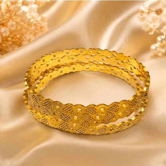 Golden Wave Cutout Bangles (Set of 4)