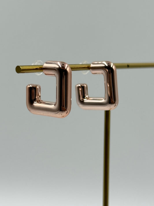 Rose Gold Square Hoop Earrings