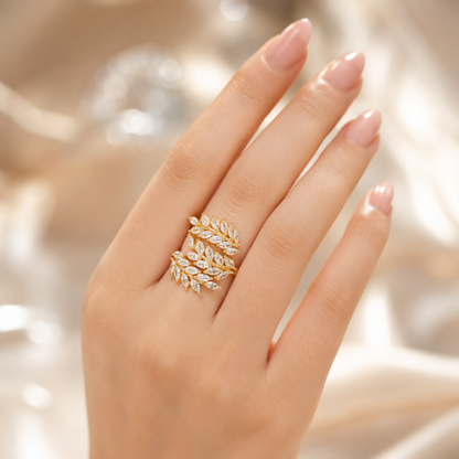 Ivy Leaf Wrap Adjustable Ring