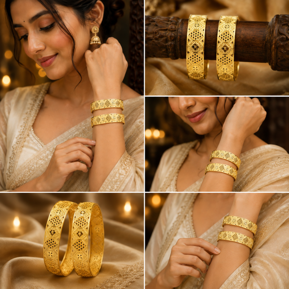 Maharani Gold Bangles  (Set of 2)