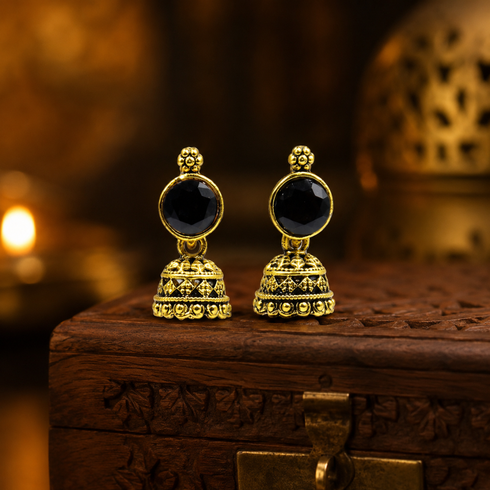 Mahira Black Stone Earrings
