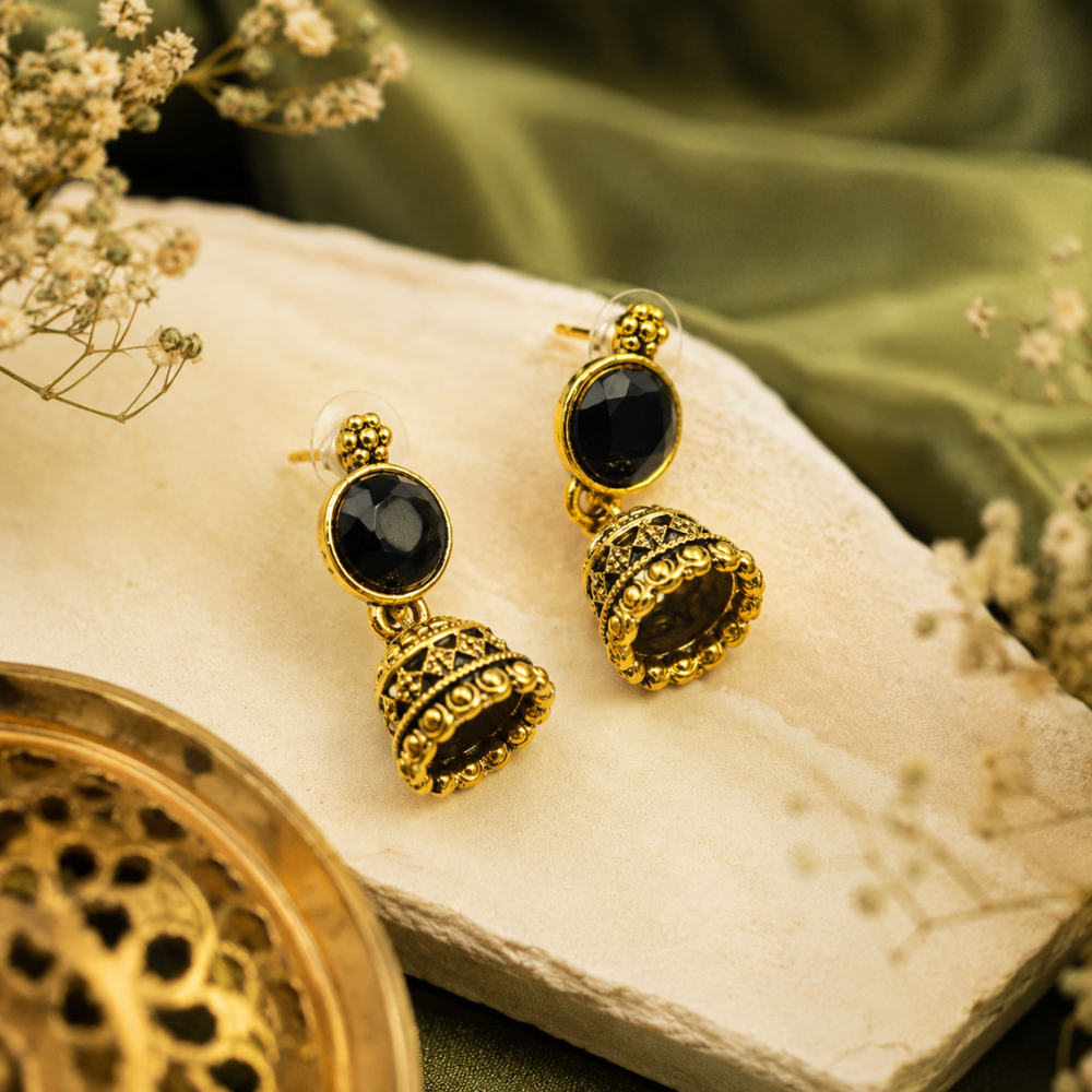 Mahira Black Stone Earrings
