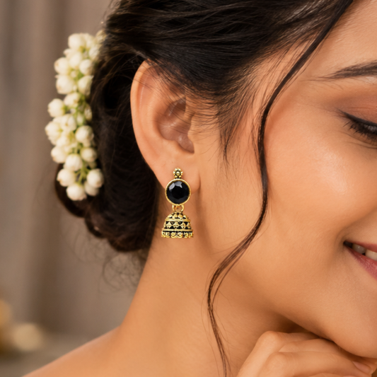 Mahira Black Stone Earrings