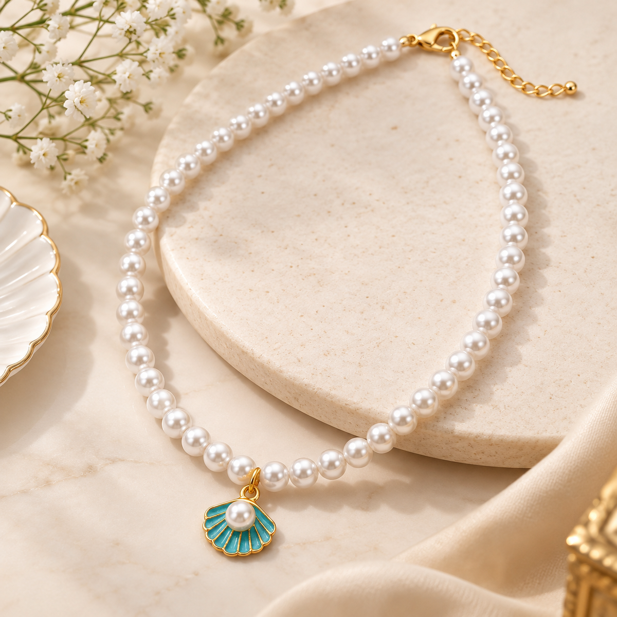 Marina Seashell Pearl Necklace