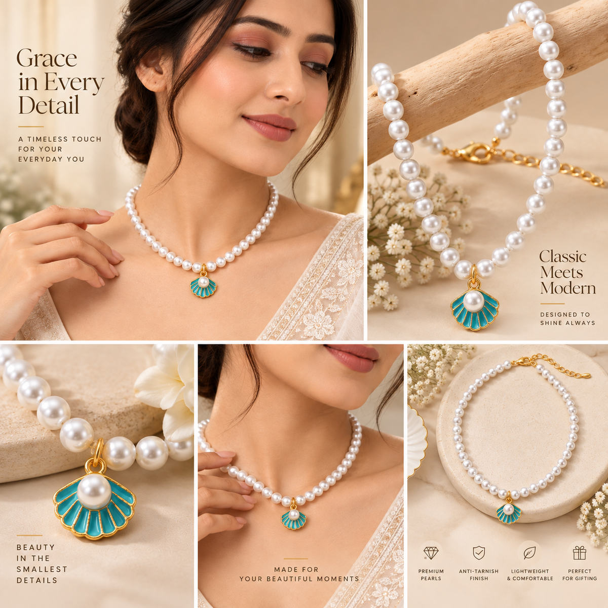 Marina Seashell Pearl Necklace