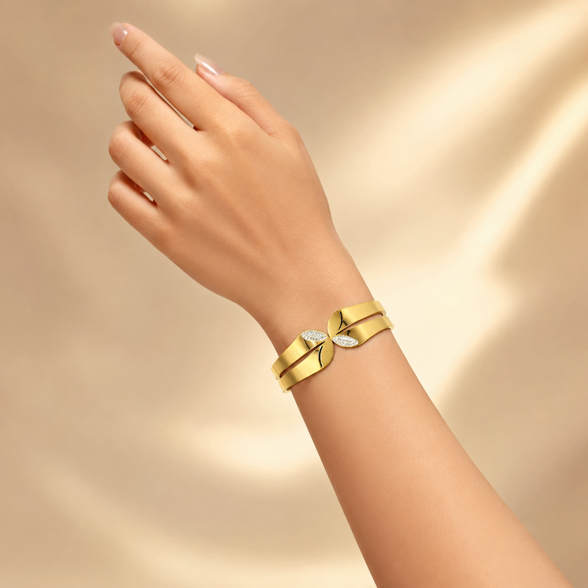 Meera Gold Flower Kara Bracelet