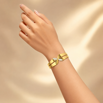 Meera Gold Flower Kara Bracelet