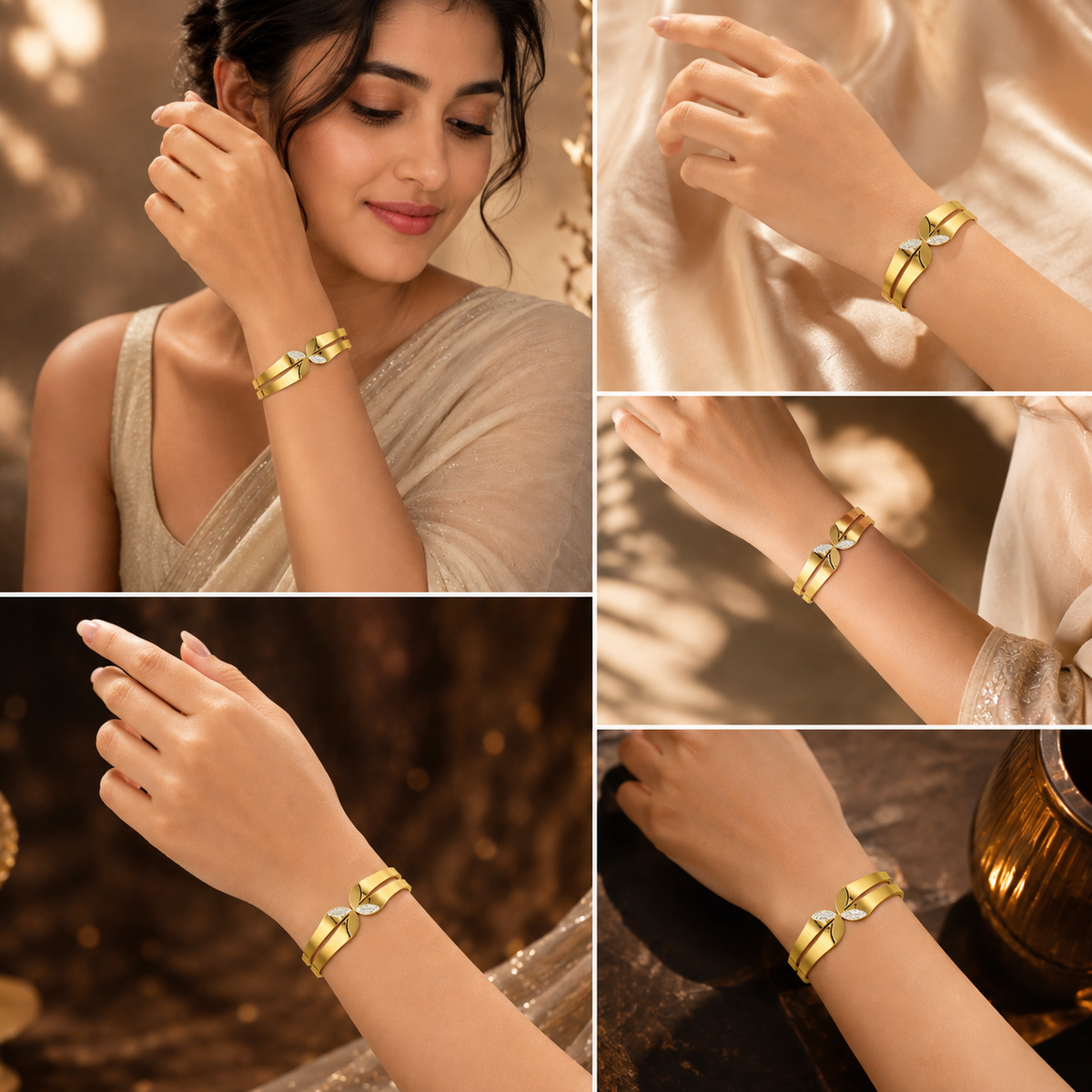Meera Gold Flower Kara Bracelet