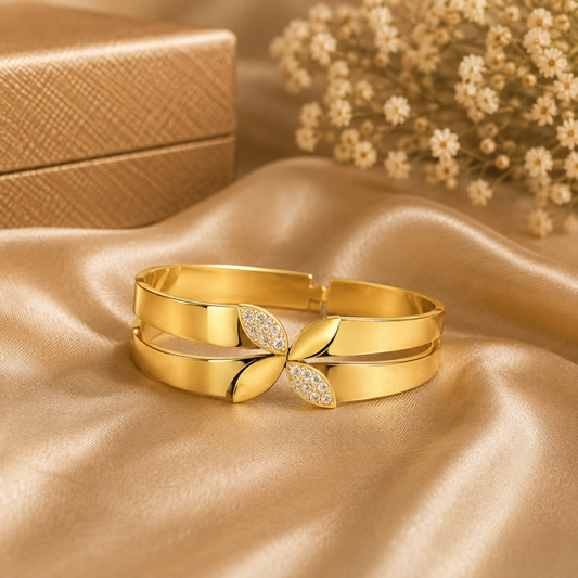 Meera Gold Flower Kara Bracelet