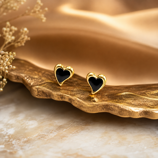 Noir Heart Stud Earrings