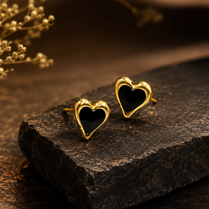 Noir Heart Stud Earrings