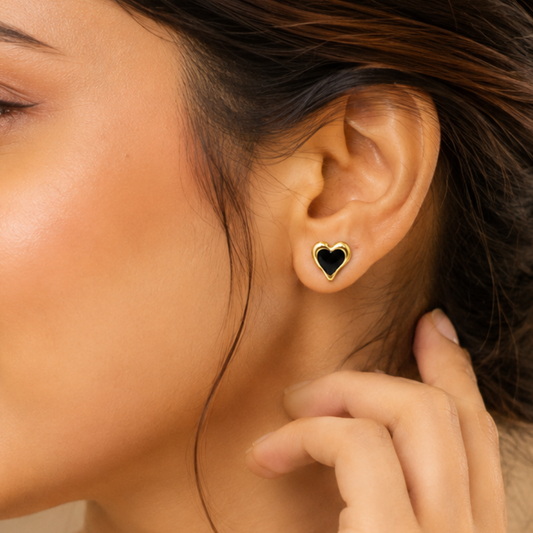 Noir Heart Stud Earrings