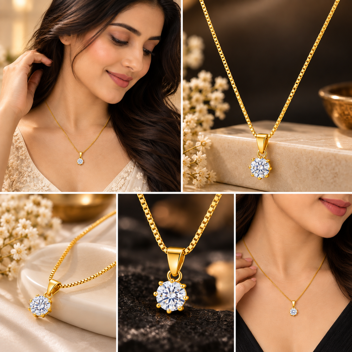 Nyra Diamond Pendant Gold Chain