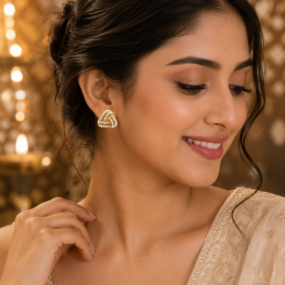 Pearl Infinity Triangle Earrings