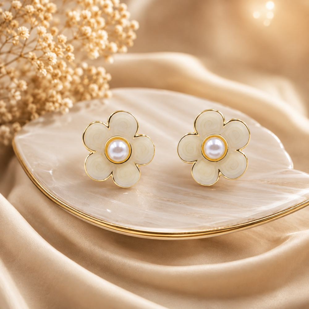Pearl Petal Earrings