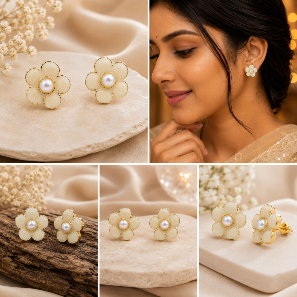Pearl Petal Earrings