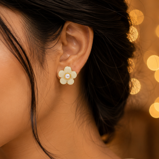 Pearl Petal Earrings