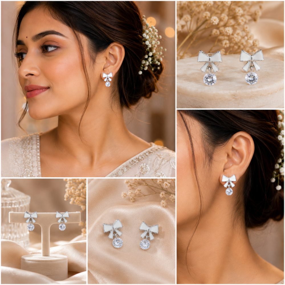 Princess Bow Crystal Earrings