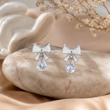 Princess Bow Crystal Earrings