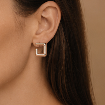 Rose Gold Square Hoop Earrings