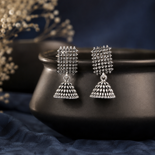 Tavishi Silver Jhumka Earrings