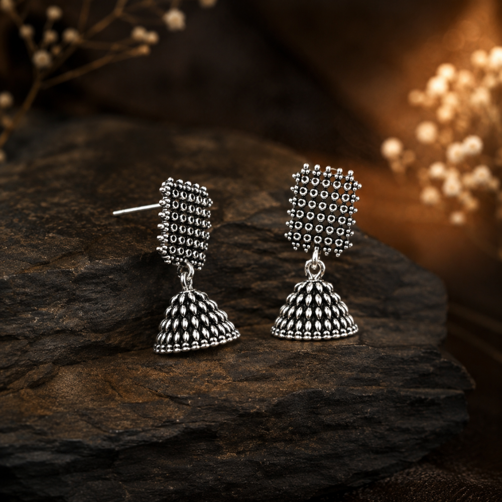 Tavishi Silver Jhumka Earrings