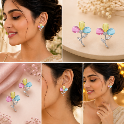 Tricolor Petal Earrings