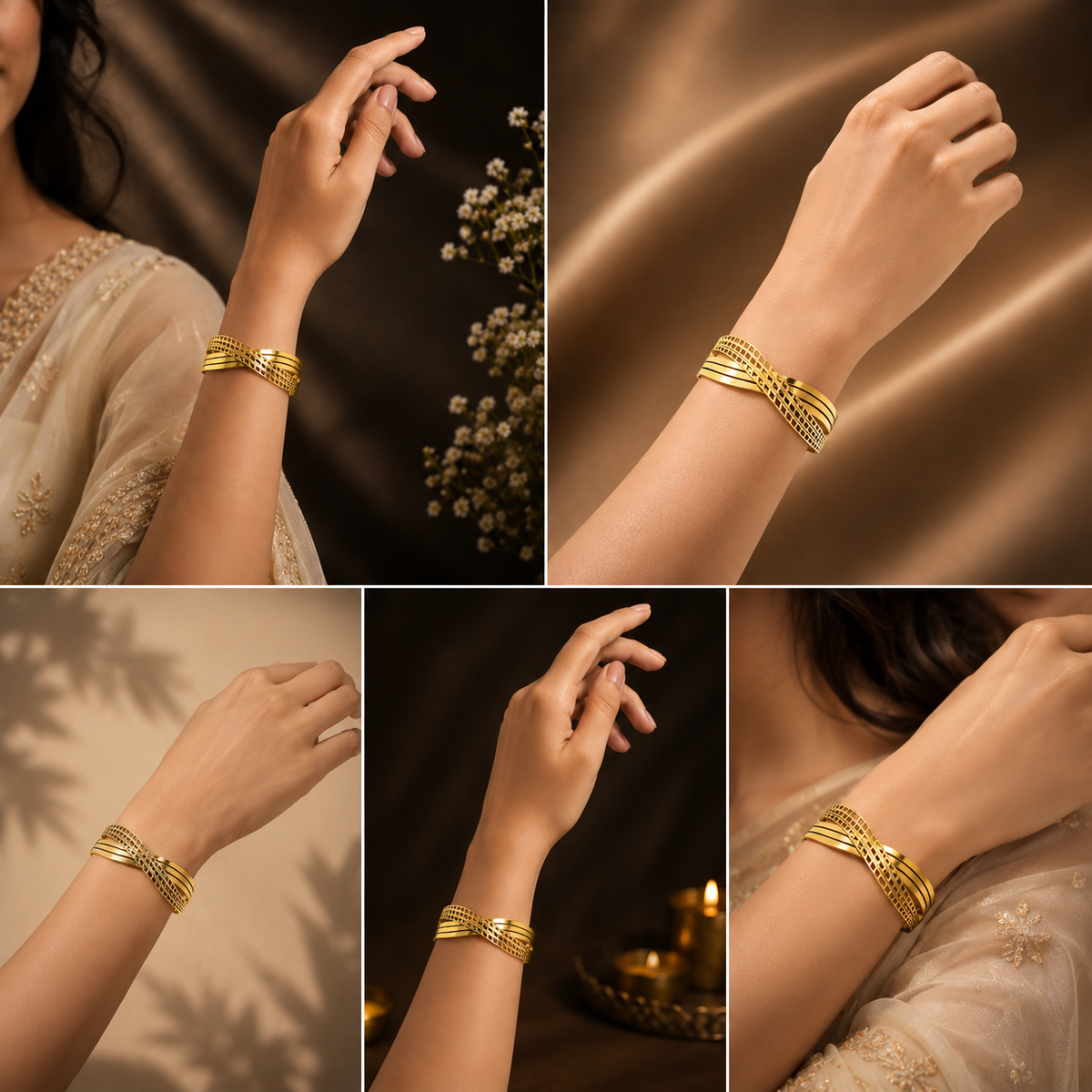 Zack Wave Gold Kara Bracelet