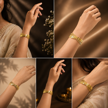 Zack Wave Gold Kara Bracelet