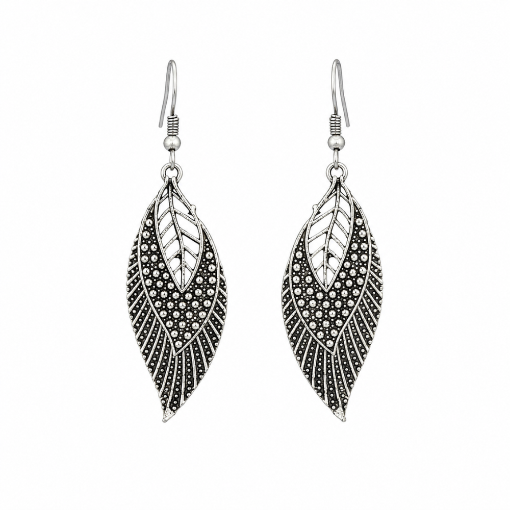 Ovisha Silver Leaf Earrings