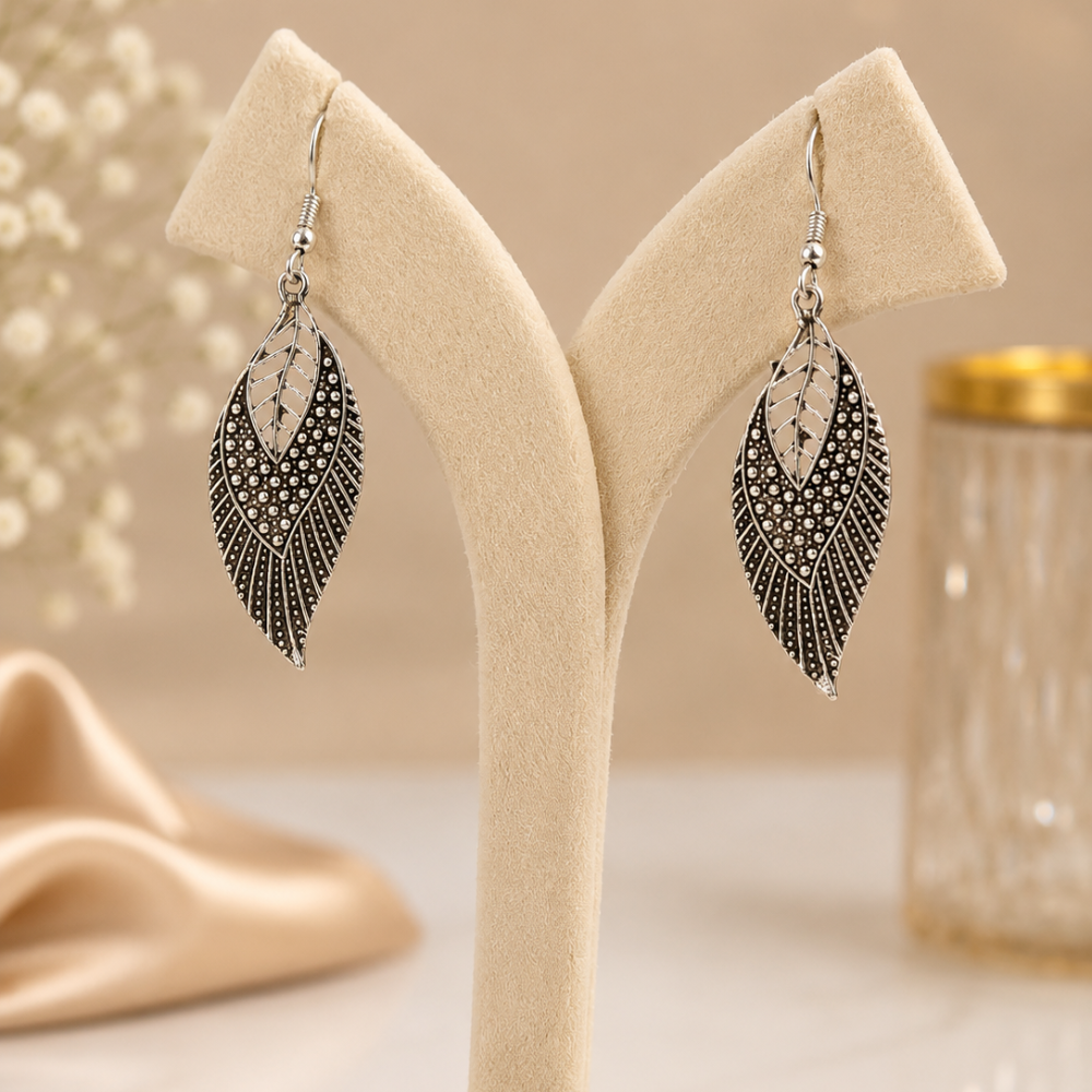 Ovisha Silver Leaf Earrings